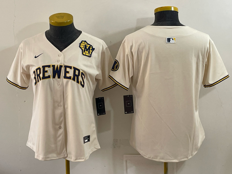 Women 2026 Milwaukee Brewers blank cream Game Nike MLB Jersey 0931006->->Women Jersey